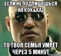 если не подпишешься на kok&kaz ТО ТВОЯ СЕМЬЯ УМРЁТ ЧЕРЕЗ 5 МИНУТ