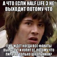 А что если Half Life 3 не выходит потому что Гейб ждет когда все фанаты вырастут и купят ее, потому что пиратят только школьники?