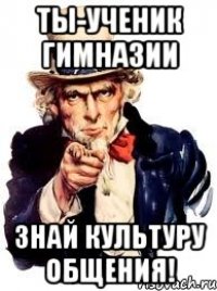 ТЫ-УЧЕНИК ГИМНАЗИИ ЗНАЙ КУЛЬТУРУ ОБЩЕНИЯ!