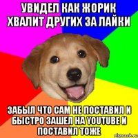 увидел как жорик хвалит других за лайки забыл что сам не поставил и быстро зашел на youtube и поставил тоже