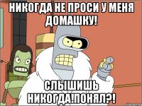 Никогда не проси у меня домашку! Слышишь никогда!Понял?!