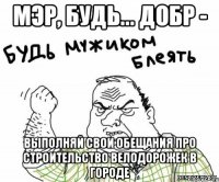 МЭР, будь... добр - выполняй свои обещания про строительство велодорожек в городе