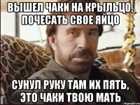ВЫШЕЛ ЧАКИ НА КРЫЛЬЦО, ПОЧЕСАТЬ СВОЕ ЯЙЦО СУНУЛ РУКУ ТАМ ИХ ПЯТЬ, ЭТО ЧАКИ ТВОЮ МАТЬ