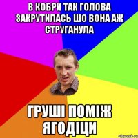 В КОБРИ ТАК ГОЛОВА ЗАКРУТИЛАСЬ ШО ВОНА АЖ СТРУГАНУЛА ГРУШІ ПОМІЖ ЯГОДІЦИ