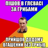 ПІШОВ В ГЛЄВАСІ ЗА ГРИБАМИ ПРИЙШОВ ДОДОМУ ВГАШЕНИЙ БЕЗ ГРИБІВ