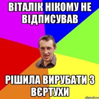 віталік нікому не відписував рішила вирубати з вєртухи