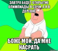 Завтра будет открытие олимпиады в Сочи, а я в деревне боже мой, да мне насрать