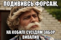 подививсь форсаж, на кобилі сусідям забор вивалив