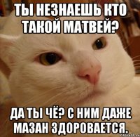 Ты незнаешь кто такой Матвей? Да ты чё? С ним даже мазан здоровается.