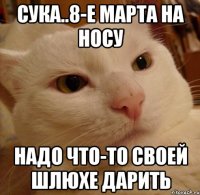 СУКА..8-Е МАРТА НА НОСУ НАДО ЧТО-ТО СВОЕЙ ШЛЮХЕ ДАРИТЬ