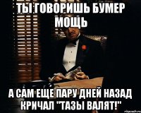 ты говоришь Бумер мощь а сам еще пару дней назад кричал "ТАЗЫ ВАЛЯТ!"