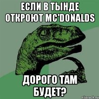 ЕСЛИ В ТЫНДЕ ОТКРОЮТ Мc'Donalds дорого там будет?