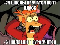 -29 школы не учатся по 11 класс -31 колледж 1 курс учится