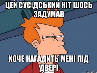 цей сусідський кіт шось задумав хоче нагадить мені під двері