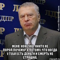  Меня, конечно, никто не порол.Почему? А потому, что когда у тебя есть деньги и смерть не страшна.