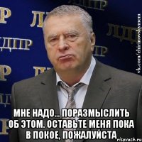  Мне надо… поразмыслить об этом. Оставьте меня пока в покое, пожалуйста