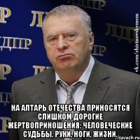  На алтарь отечества приносятся слишком дорогие жертвоприношения: человеческие судьбы, руки, ноги, жизни.