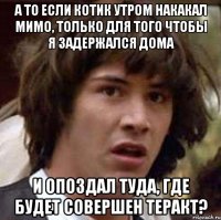 а то если котик утром накакал мимо, только для того чтобы я задержался дома и опоздал туда, где будет совершен теракт?