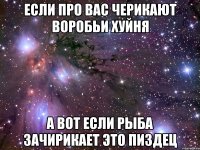 если про вас черикают воробьи хуйня а вот если рыба зачирикает это пиздец