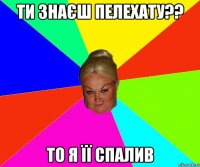 ти знаєш Пелехату?? то я її спалив