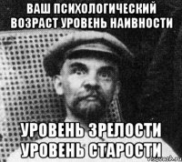 ВАШ ПСИХОЛОГИЧЕСКИЙ ВОЗРАСТ уровень наивности уровень зрелости уровень старости