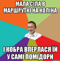 Мала сіла в маршруткі на коліна І кобра вперлася їй у самі помідори