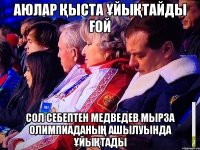 аюлар қыста ұйықтайды ғой сол себептен медведев мырза олимпиаданың ашылуында ұйықтады