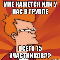 МНЕ КАЖЕТСЯ ИЛИ У НАС В ГРУППЕ ВСЕГО 15 УЧАСТНИКОВ??