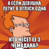 А если девушка летит в отпуск одна кто несет ее 3 чемодана?