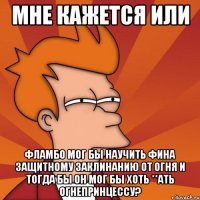 Мне кажется или Фламбо мог бы научить Фина защитному заклинанию от огня и тогда бы он мог бы хоть **ать огнепринцессу?