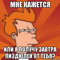 мне кажется или я получу завтра пиздюлей от тебя?