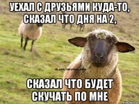 уехал с друзьями куда-то, сказал что дня на 2, сказал что будет скучать по мне