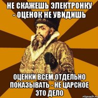 Не скажешь электронку - оценок не увидишь оценки всем отдельно показывать - не царское это дело