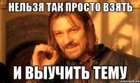 Нельзя так просто взять И выучить тему