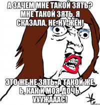 А зачем мне такой зять? Мне такой зять, я сказала, не-ну-жен! Это же не зять, а такой же, Ь, как и моя дочь, УУУЖАААС!