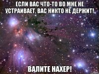 Если вас что-то во мне не устраивает, вас никто не держит! валите нахер!