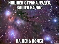 Няшкен страна чудес, зашел на час на день исчез