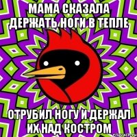 Мама сказала держать ноги в тепле Отрубил ногу и держал их над костром