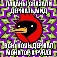 Пацаны сказали держать мид всю ночь держал монитор в руках