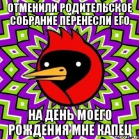 отменили родительское собрание перенесли его на день моего рождения мне капец