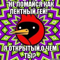 "Не ломайся как лентный гей!" я открытый,о чем ты?