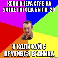 Коля вчера стяв на улеце погода была -20 у Коли хуй с крутився в ужика