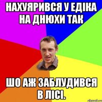 Нахуярився у едіка на днюхи так Шо аж заблудився в лісі.