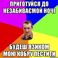 Приготуйся до незабиваємой ночі Будеш язиком мою кобру пестити