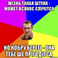 Жізнь такая штука - может всякоє случітса но Кобру берегі - она тебе ше прігодітса