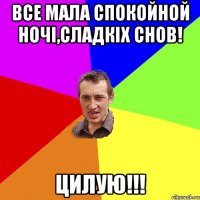 ВСЕ МАЛА СПОКОЙНОЙ НОЧІ,СЛАДКІХ СНОВ! ЦИЛУЮ!!!