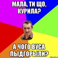 Мала, ти що, курила? А чого вуса пыдгорыли?