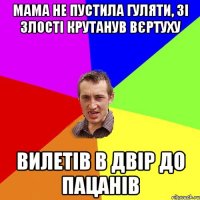 мама не пустила гуляти, зі злості крутанув вєртуху вилетів в двір до пацанів