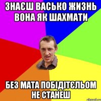 Знаєш Васько жизнь вона як Шахмати Без МАТА побідітєльом не станеш