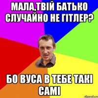 Мала,твій батько случайно не Гітлер? Бо вуса в тебе такі самі